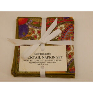 Now Designs Cocktail Napkins Fruit Pattern- Set of 4 New